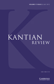 Kantian Review Volume 17 - Issue 2 -