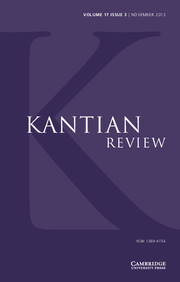 Kantian Review Volume 17 - Issue 3 -