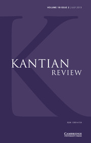 Kantian Review Volume 18 - Issue 2 -