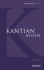 Kantian Review Volume 19 - Issue 2 -