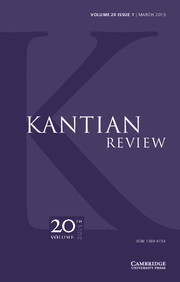 Kantian Review Volume 20 - Issue 1 -