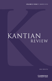 Kantian Review Volume 21 - Issue 1 -