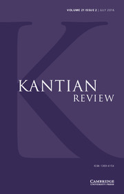 Kantian Review Volume 21 - Issue 2 -