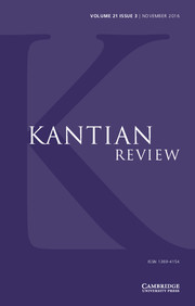 Kantian Review Volume 21 - Issue 3 -