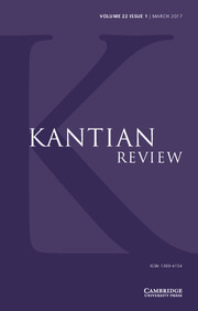 Kantian Review Volume 22 - Issue 1 -