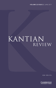 Kantian Review Volume 22 - Issue 2 -