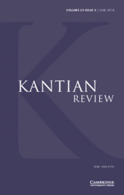 Kantian Review Volume 23 - Issue 2 -