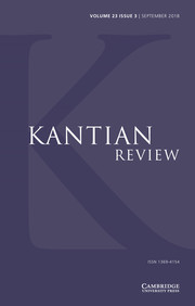Kantian Review Volume 23 - Issue 3 -