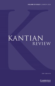 Kantian Review Volume 25 - Issue 1 -