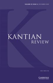 Kantian Review Volume 25 - Special Issue4 -  Special Issue on Kant and the Frankfurt School