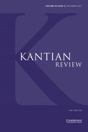 Kantian Review Volume 26 - Special Issue4 -  Special Issue on Kant and Contemporary Art