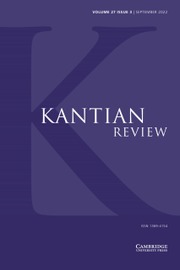 Kantian Review Volume 27 - Issue 3 -