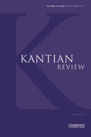 Kantian Review Volume 28 - Issue 3 -  Kant and Philosophy of Science