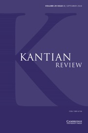 Kantian Review Volume 29 - Issue 3 -