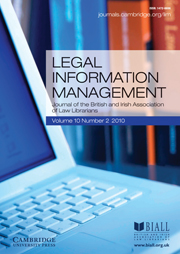 Legal Information Management Volume 10 - Issue 2 -