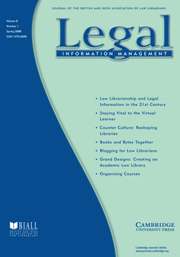 Legal Information Management Volume 8 - Issue 1 -