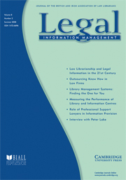 Legal Information Management Volume 8 - Issue 2 -