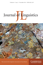 Journal of Linguistics Volume 46 - Issue 3 -