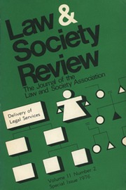 Law & Society Review Volume 11 - Issue 2 -  Delivery of Legal Services