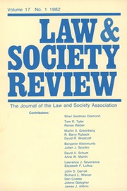 Law & Society Review Volume 17 - Issue 1 -  Special Issue: Psychology and Law