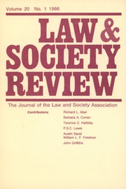 Law & Society Review Volume 20 - Issue 1 -