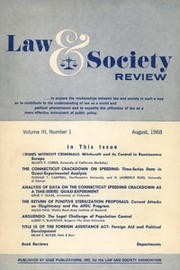 Law & Society Review Volume 3 - Issue 1 -