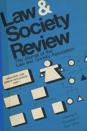 Law & Society Review Volume 9 - Issue 1 -  Litigation and Dispute Processing: Part I