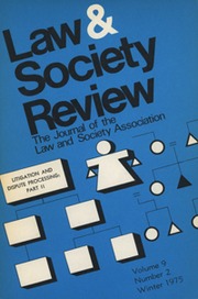 Law & Society Review Volume 9 - Issue 2 -  Litigation and Dispute Processing: Part II