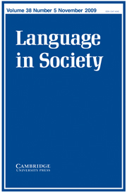 Language in Society Volume 38 - Issue 5 -