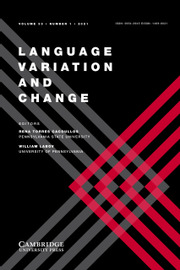 Language Variation and Change Volume 33 - Issue 1 -