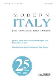 Modern Italy Volume 25 - Special Issue2 -  Transcultural Exchanges and Encounters in Italy