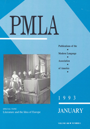 PMLA Volume 108 - Issue 1 -  Special Topic Literature and the Idea of Europe