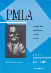 PMLA Volume 109 - Issue 1 -  Special Topic Literature and Censorship