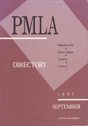 PMLA Volume 112 - Issue 4 -  Directory
