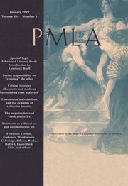 PMLA Volume 114 - Issue 1 -  Special Topic Ethics and Literary Study Introduction by Lawrence Buell