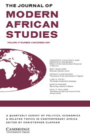 The Journal of Modern African Studies Volume 47 - Issue 4 -