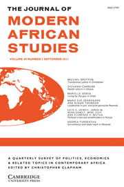 The Journal of Modern African Studies Volume 49 - Issue 3 -