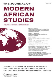 The Journal of Modern African Studies Volume 55 - Issue 3 -