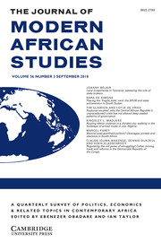 The Journal of Modern African Studies Volume 56 - Issue 3 -