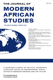 The Journal of Modern African Studies Volume 58 - Issue 1 -