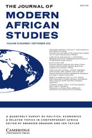 The Journal of Modern African Studies Volume 58 - Issue 3 -