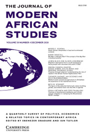 The Journal Of Modern African Studies: Volume 58 - Issue 4 | Cambridge Core