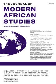 The Journal of Modern African Studies Volume 58 - Issue 4 -