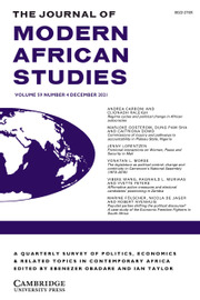 The Journal of Modern African Studies Volume 59 - Issue 4 -