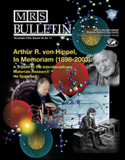 MRS Bulletin Volume 30 - Issue 11 -  Arthur R. von Hippel, In Memoriam (1898–2003): A Tribute to the Interdisciplinary Materials Research He Spawned