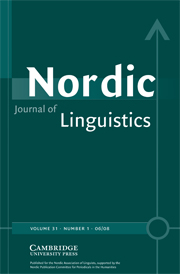 Nordic Journal of Linguistics Volume 31 - Issue 1 -