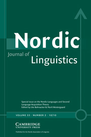 Nordic Journal of Linguistics Volume 33 - Issue 2 -  The Nordic Languages and Second Language Acquisition Theory