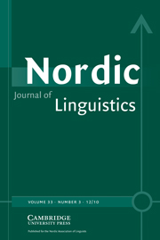 Nordic Journal of Linguistics Volume 33 - Issue 3 -
