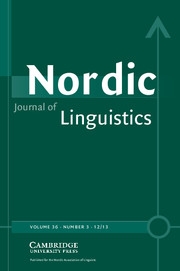 Nordic Journal of Linguistics Volume 36 - Issue 3 -