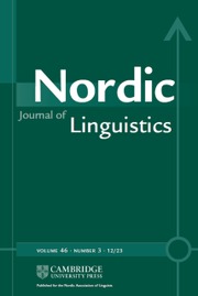Nordic Journal of Linguistics Volume 46 - Special Issue3 -  Call for Papers: NJL Special Issue